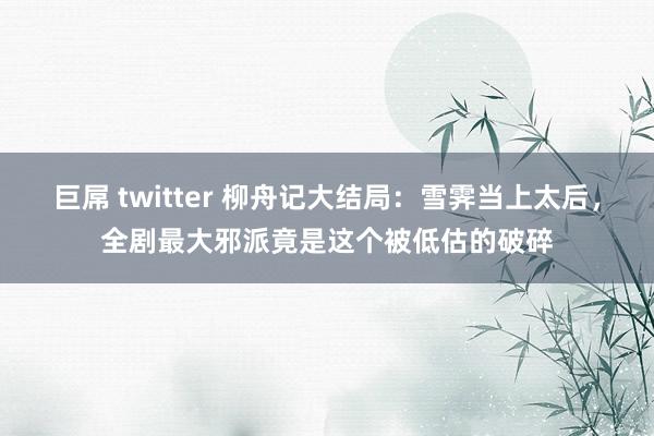 巨屌 twitter 柳舟记大结局：雪霁当上太后，全剧最大邪派竟是这个被低估的破碎