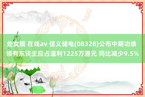 处女膜 在线av 信义储电(08328)公布中期功绩 领有东谈主应占溢利1225万港元 同比减少9.5%